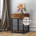 thumbnail image 3 of Dog Crate Furniture Dog Crate Side Table, Pet Crate House, Dog Crate with Cabinet, Flap Door, Flamed Color, 3 of 8