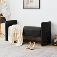 thumbnail image 2 of Modern Curved Arm Ottoman Bench,Cat Claw Cloth Bedroom Casual Rectangular Sofa Stool for Bedroom and Lounge, Black, 2 of 8