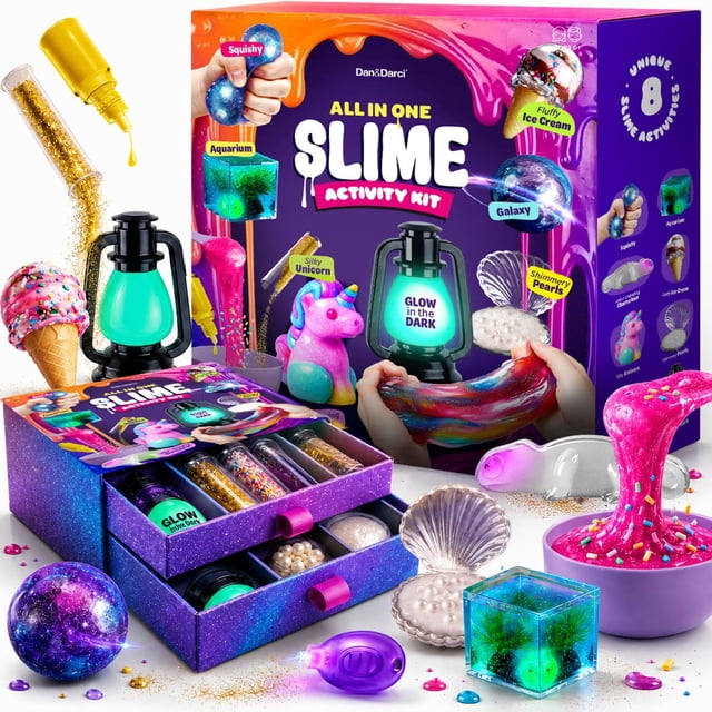 Kit de slime Dan&Darci Todo en Uno Glow Galaxy