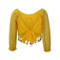 thumbnail image 4 of Gunia Girls Sequin Top Glitter Indian Belly Dance Outfits Long Sleeve Dance Blouse Performance Dancewear Party Sparkly Tops For Girl Yellow, 4 of 9