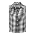 thumbnail image 7 of ClodeEU Women's Plaid Sleeveless Collared Button Blouse,Slim Fit Crop Top for Summer Black,Women's Plus L, 7 of 7