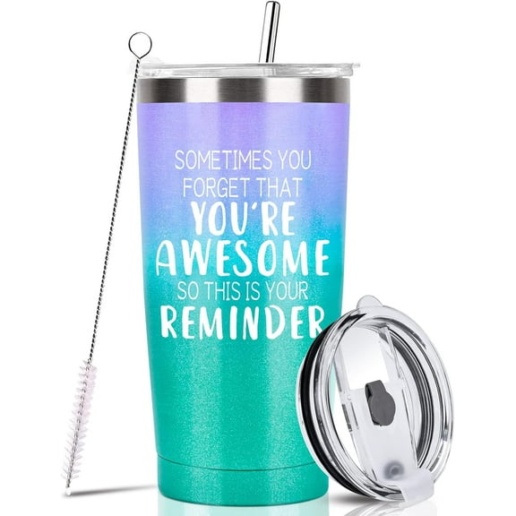 Gifts for Women Mom Friends Wife Her-20 OZ Tumbler Cup with Straws, Lids- Birthday,Christmas,Valentines Day Inspirational Purple Gifts Stocking Stuffers for Best Friend Female Sister Daughter Coworker