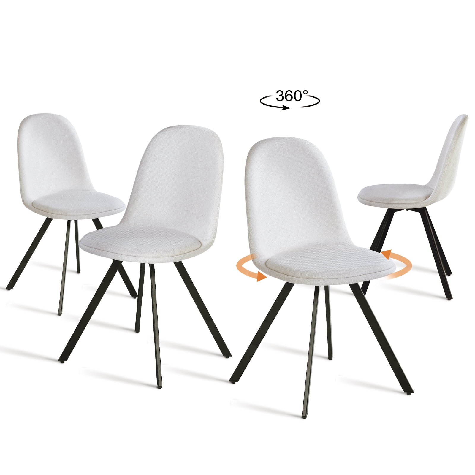 Homy Casa Swivel Dining Chairs Set of 4, Upholstered Kitchen Chairs for Living Room Office, Beige