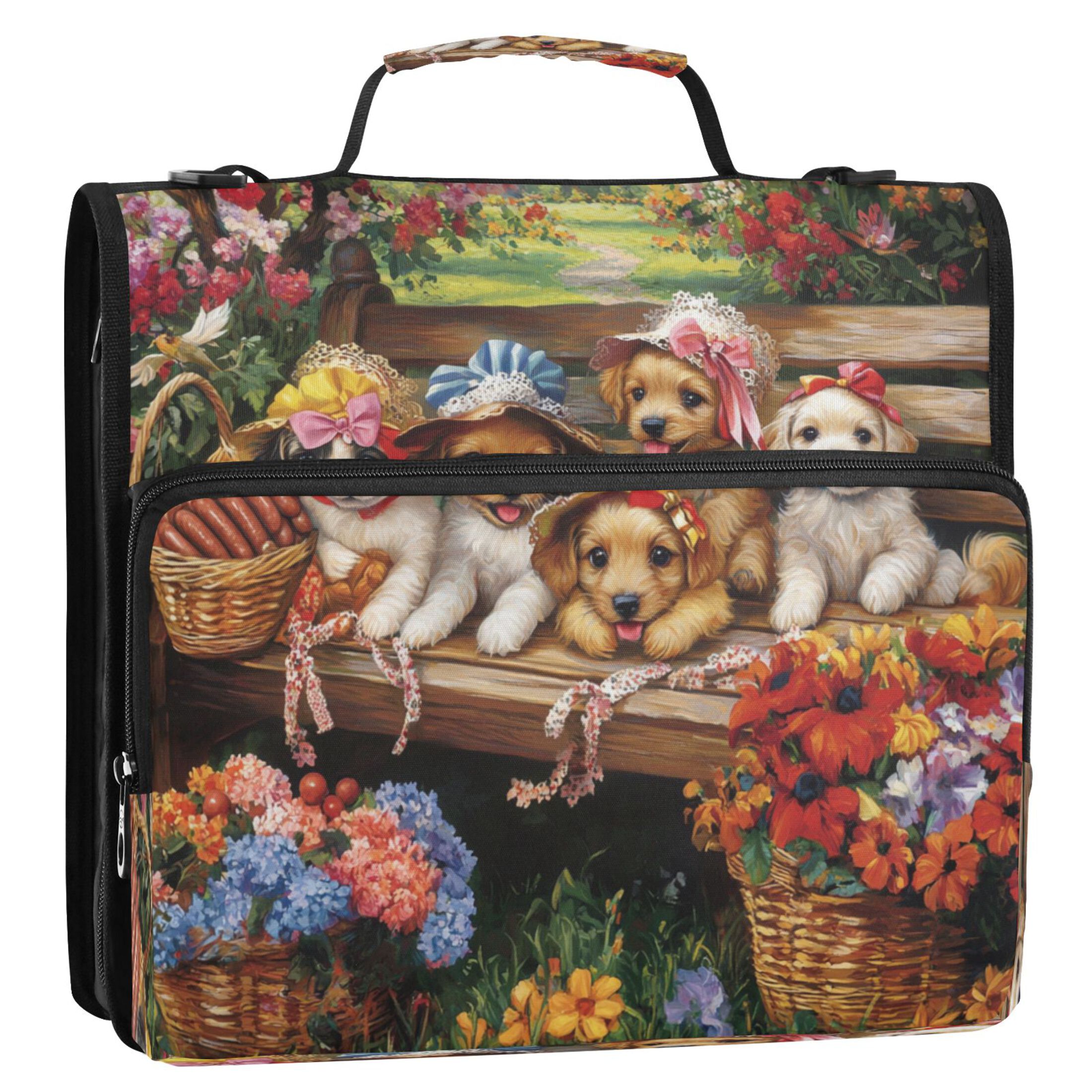 YAZAOO Zipper Binder trapper keeper Documents Organized Design Blossom Buddies on A Bench Printed