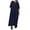 Navy, variant on QUYUON Maxi Dress for Women Cotton Linen Dresses Summer Rolled 3/4 Sleeve V-Neck Button up Long Dresses Pleated A-Line Casual Loose Blouse Shirt Dress Beach Sundress Style D-3808 Khaki S
