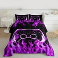 thumbnail image 2 of jejeloiu Game Console Bedding Comforter Set,Gamer Gaming Twin Comforter Sets,Purple Cool Flame Bedding Set For Boys,Breathable Bedroom Decorative Reversible,2-Piece, 2 of 8