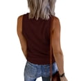 thumbnail image 2 of Solid Color Women Sleeveless V-Neck Buttons Tank Tops Slim Fit Henley Camisole Shirt, 2 of 3