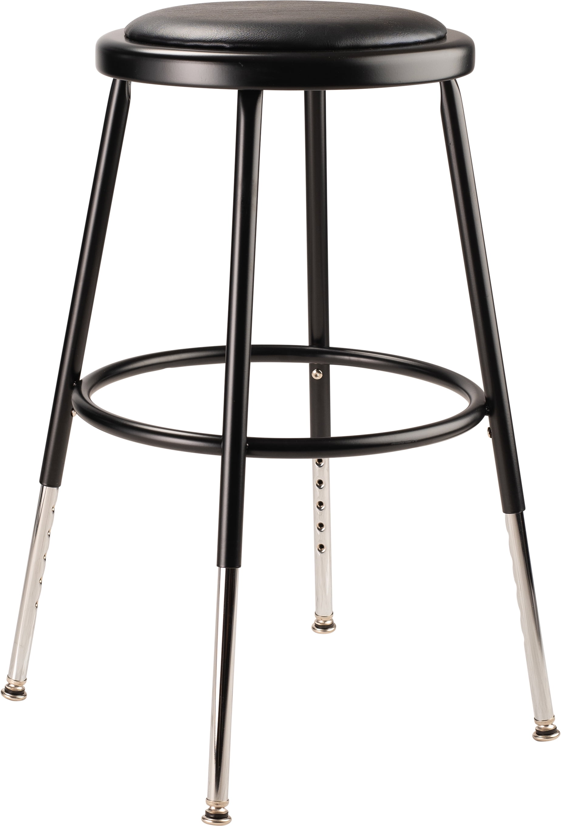 (Pack of 2) NPS® 19 -27" Height Adjustable Heavy Duty Vinyl Padded Steel Stool, Black