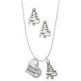 thumbnail image 1 of Delight Jewelry Silvertone Large Wonder Woman Heart Silver tone Zig Zag Christmas Tree Charm Necklace and Stud Earrings, 1 of 4