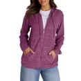 thumbnail image 6 of GIPQJK Womens Hoodies Zip Up Loose Fit Long Sleeve Hooded Sweaters 2024 Trendy Outfit Knit Pullover Tops with Pockets,Hot Pink 2XL, 6 of 6