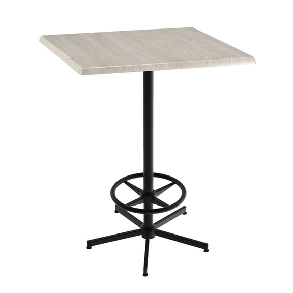 Indoor/Outdoor 42" Tall OD216 Black Table Base with 30" x 30" Square Indoor/Outdoor White Ash Top by the Holland Bar Stool Co.