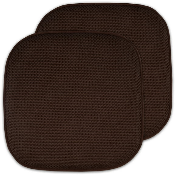 Sweet Home Collection Memory Foam Honeycomb Non-Slip Back 16" x 16" Chair Pad - Brown, 2 Pack