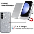 thumbnail image 4 of for Samsung Galaxy S23 FE Case, Detachable  for Galaxy S23 FE Case Wallet with Card Holder Kickstand Wrist Strap Women Men Glitter PU Leather Flip Case for Samsung S23 FE, Silver, 4 of 11
