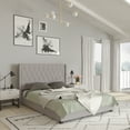 thumbnail image 4 of Merrick Lane Upholstered Queen Size Platform Bed in Light Gray Fabric with Button Tufted Headboard, 4 of 13