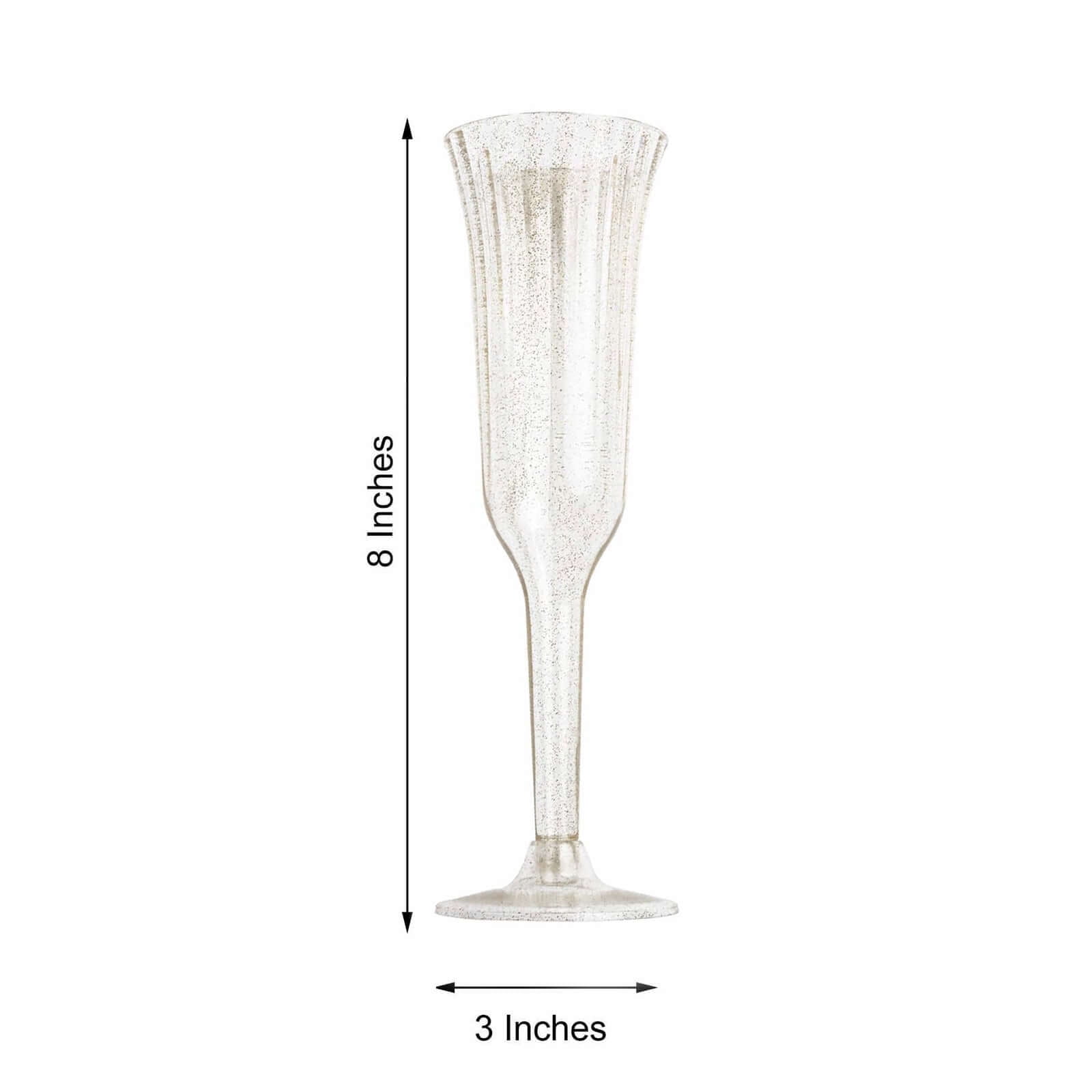 Efavormart 60 Pcs Disposable Gold Glitter Clear Plastic Champagne Flutes for Wedding Birthday Party Banquet Events Cocktail Cups