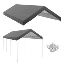 10' x 20' Carport Replacement Top Canopy Cover, Waterproof and UV Protected Garage Car Port Cover with Bungee Cords, Beige, (Only Cover)