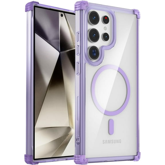 Clear Magnetic for Samsung Galaxy Note 20 Ultra Case[Compatible with MagSafe][Military Grade Protection] Anti-Yellowing Scratch-Resistant Slim Soft TPU Back Shockproof Case, Purple