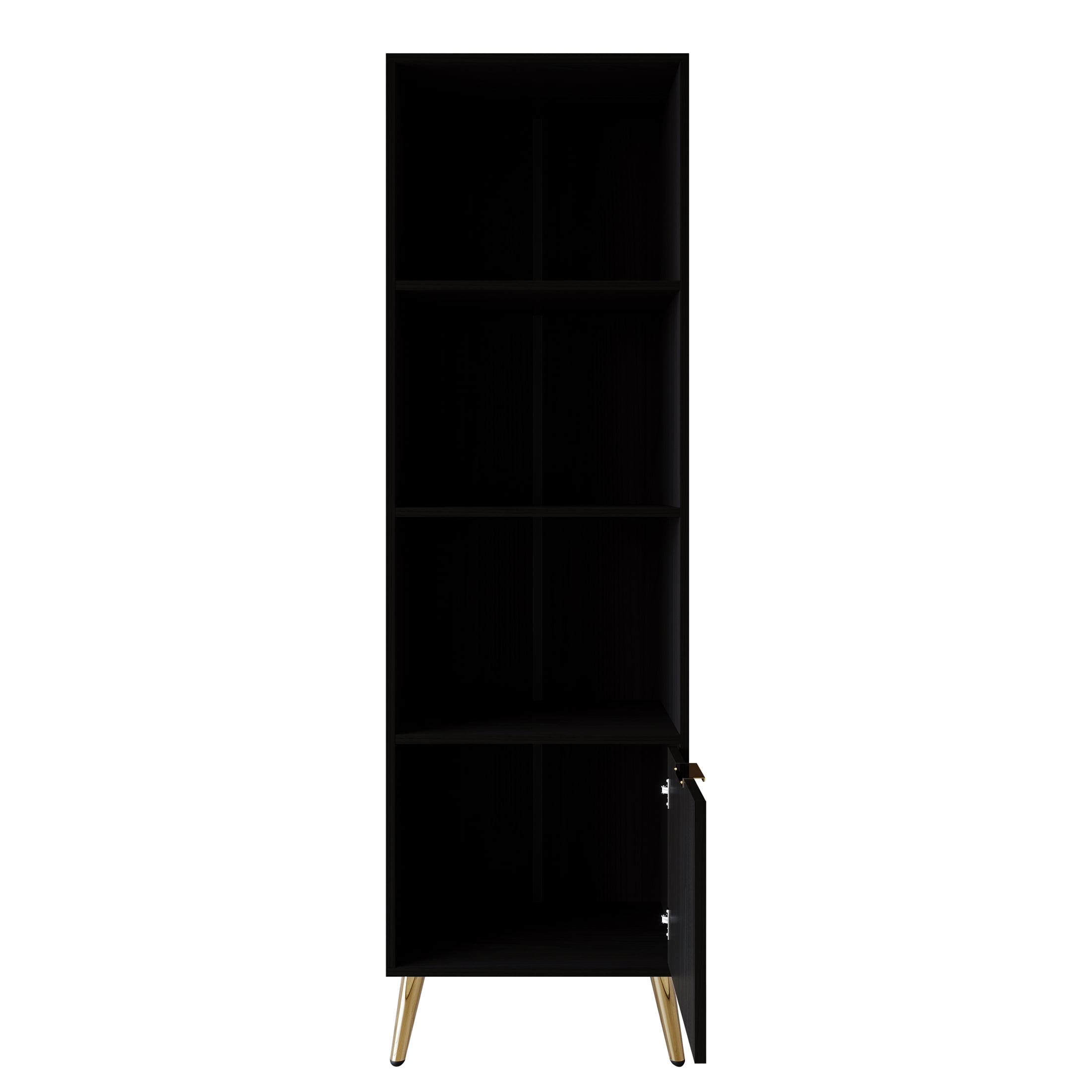Castle Place Contemporary 4 Shelf Bookcase, Black