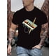 thumbnail image 1 of Camiseta con estampado de casete retro para hombre: cuello redondo informal, mezcla de poliéster y elastano, ligeramente elástica, tejido de punto de verano para adultos, hombres, mujeres, adolescente, 1 of 6