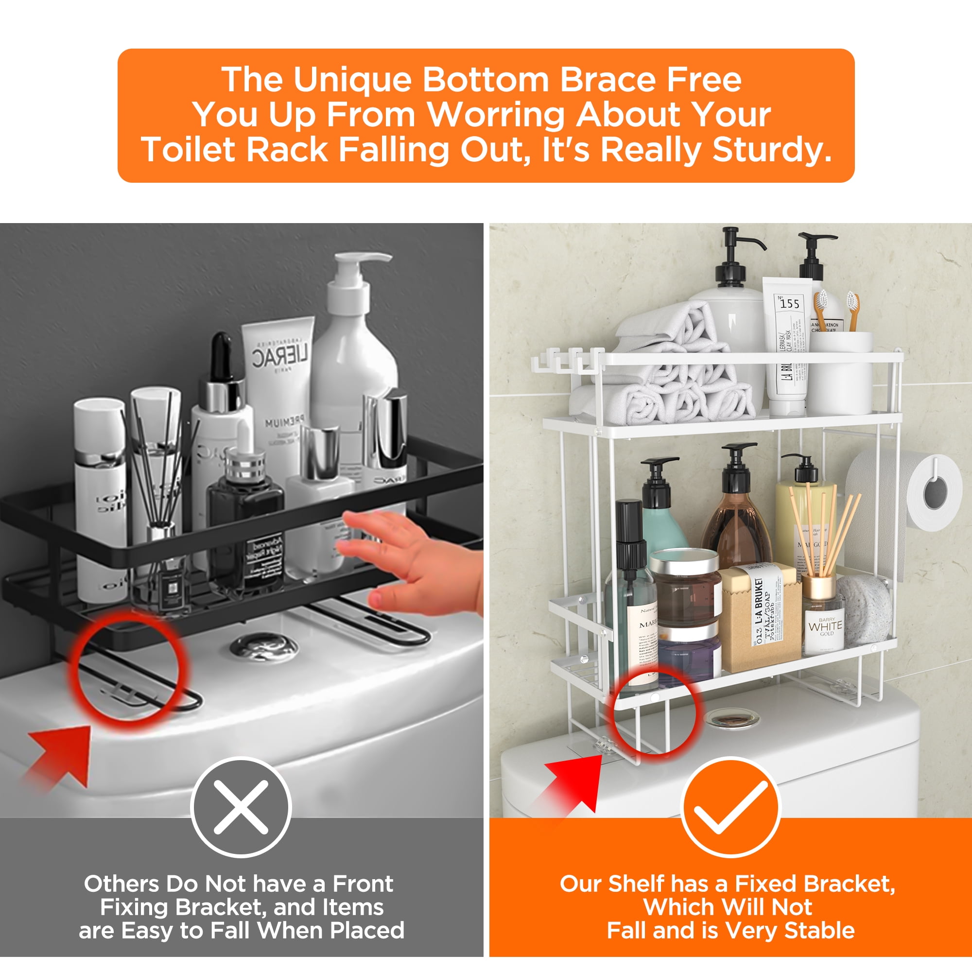 Over The Toilet Storage Shelf Rack Organizer 2 Tier Bathroom Holder Space  Saver No Drilling, 1 unit - Kroger