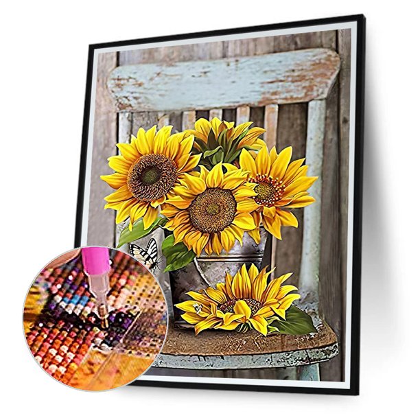 Cuadros Decorativos Girasol Bouquet 5D DIY Diamond Painting Kits Full Round Drill Decor (G1043) Tmvgtek embutido en tela