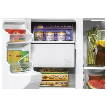 GE - 25.1 Cu. Ft. Side-By-Side Refrigerator with External Ice & Water Dispenser - Slate