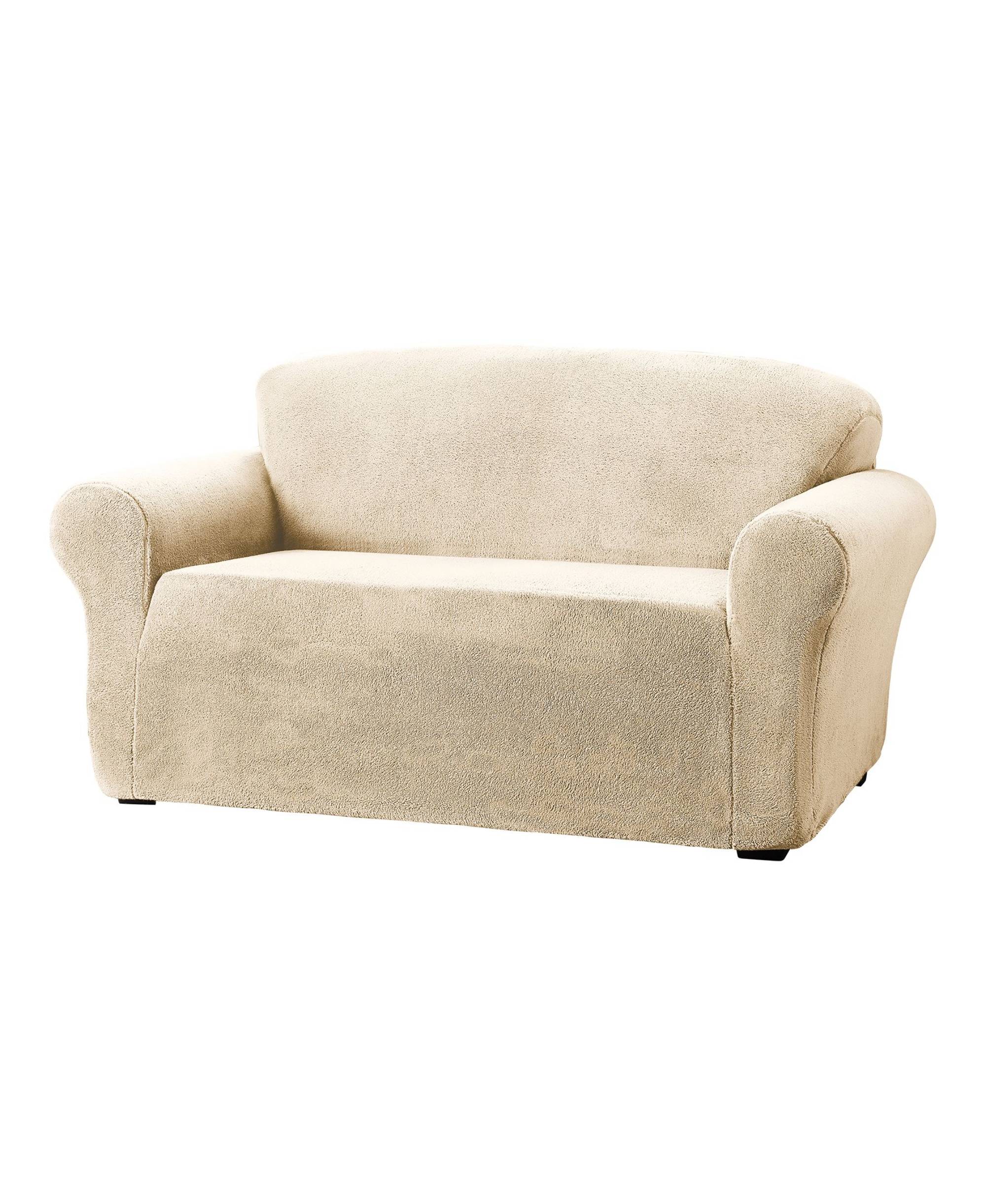 Stretch Sensations Stretch Sherpa 1-Piece Loveseat Furniture Slipcover, Natural - image 2 of 3