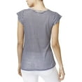 thumbnail image 2 of maison Jules Womens Striped Basic T-Shirt, Blue, XX-Small, 2 of 2