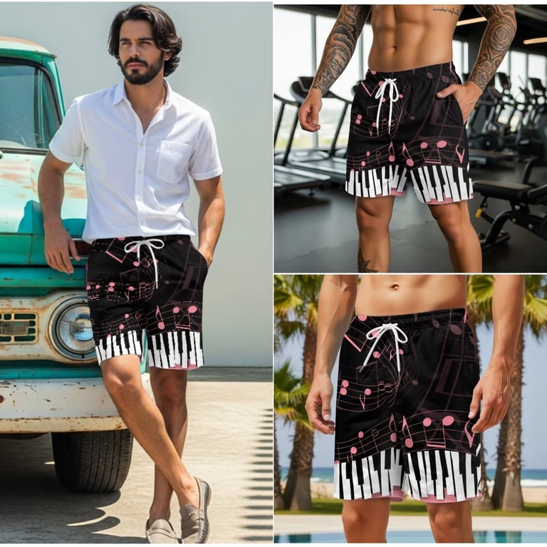 Psesaysky Pink Music Note Piano Matching Swimsuits for Couples