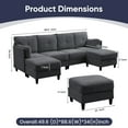 thumbnail image 2 of ZAFLY U Shaped Sectional Sofa, 6-Seats Modular Sectionals with Removable Ottoman, Corduroy Couches and Sofas for Living Room, Dark Gray, 2 of 6