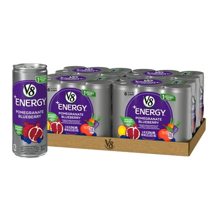 (24 Cans) V8 +Energy Pomegranate Blueberry, 8 Fl