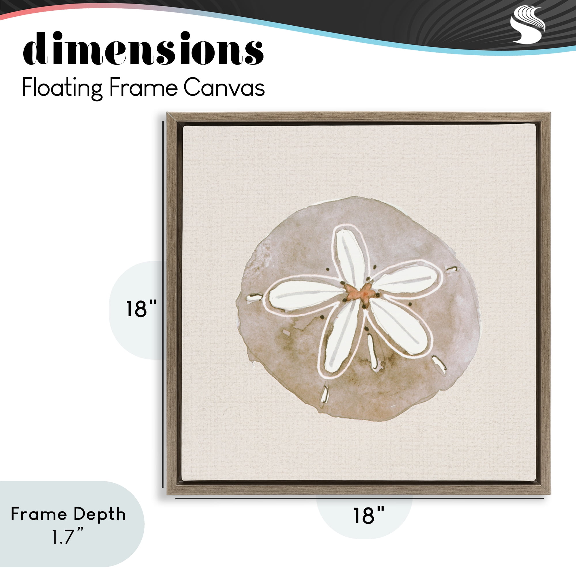 Stupell Industries Serene Beige Sand Dollar Brown Framed Floater Canvas Wall Art, design by Lanie Loreth