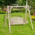 thumbnail image 7 of YRLLENSDAN Wooden Swing Chair, 67 inch A-Frame Free Standing Porch Swings, Outdoor Log Porch Swing Wooden frame Garden Swing Patio Beach Swing Set Patio Chairs, 7 of 7