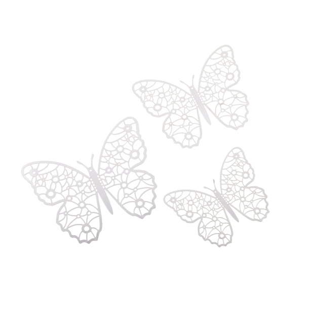 Yuarrent 12 piezas de líneas elegantes y molduras vívidas: adorno de mariposa 3D para tarta para fiesta de cumpleaños. Kits de decoración para fiestas Plateado, 12 piezas 3.5 pulgadas