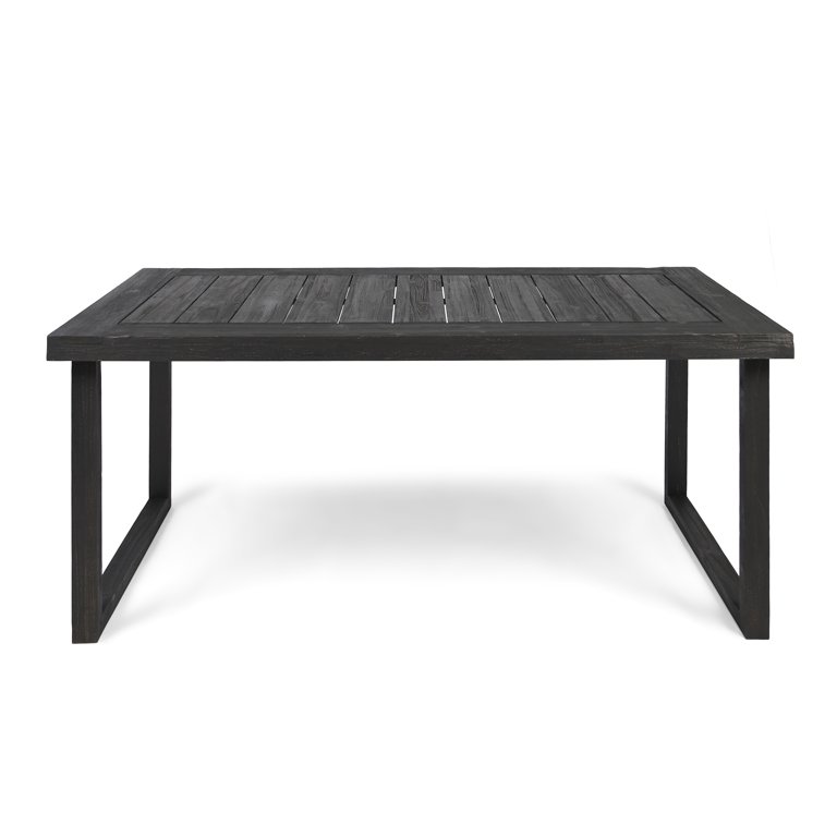 Zoe Outdoor 69'' Acacia Wood Dining Table, Sandblast Dark Gray