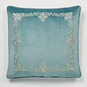 Traditional Lansbury Pale Teal Velveteen Sham Embroidered European