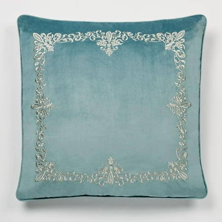 Traditional Lansbury Pale Teal Velveteen Sham Embroidered European