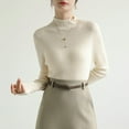thumbnail image 4 of Women's Long Sleeve Turtleneck T Shirt Ribbed Knit Sweater Slim Fit Basic Casual Tee Tops, 4 of 9
