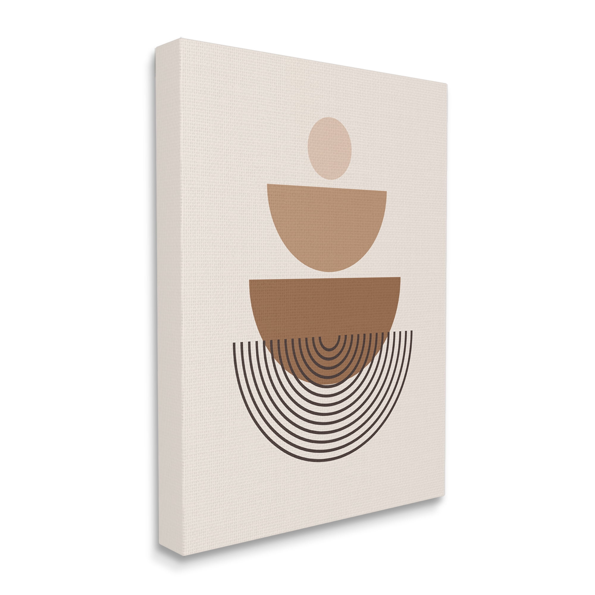 Stupell Industries Brown Shapes on Beige Abstract Painting Gallery Wrapped Canvas Print Wall Art, 36 x 48