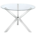 thumbnail image 3 of Vance Round 41-inch Glass Top Asterisk Dining Table Chrome, 3 of 4