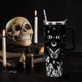 thumbnail image 4 of 40oz Goth Gothic Tumbler with Handle and Straw, Stainless Steel Vacuum Insulated Flip Straw Butterfly Moon Tumbler, Spill Proof Travel Mug, Witch Decor Gifts for Women, 4 of 6
