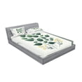 thumbnail image 2 of Ambesonne Eucalyptus Leaves Fitted Sheet & Pillow Sham Set, Minimal Botanical, Full, Reseda Green Yellow Grey, 2 of 2