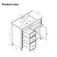 thumbnail image 2 of 36" White Bathroom Vanity with Sink, Modern Single Bathroom Cabinet with 4 Drawers & 2 Doors, Freestanding Bathroom Sink Vanity with Ceramic Basin, 2 of 7