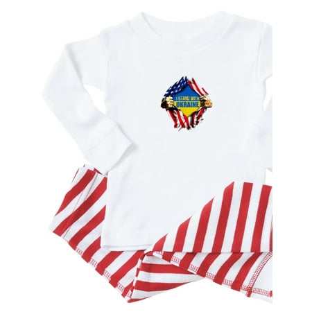

CafePress - I Stand With Ukraine Support Ukraine Flag Pajamas - Toddler Long Sleeve Pajama set