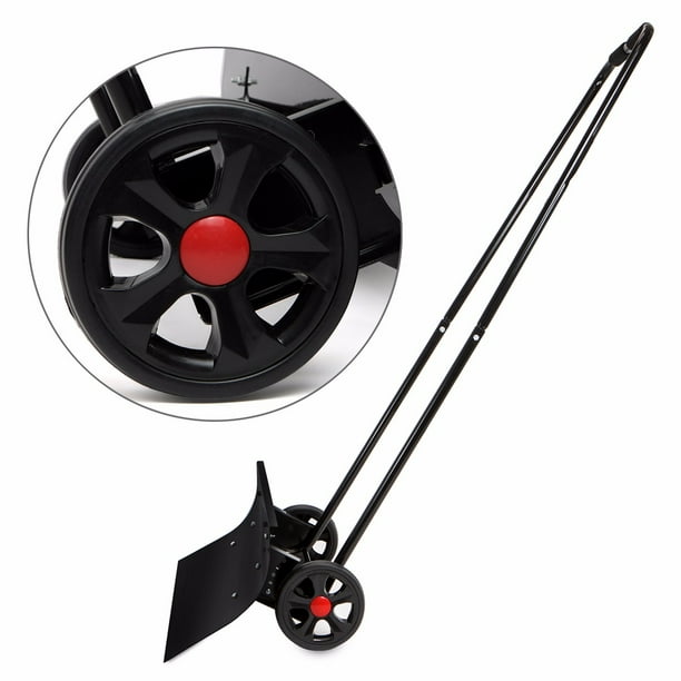 XtremepowerUS BiDirectional Wheeled Snow Shovel Pusher Adjustable