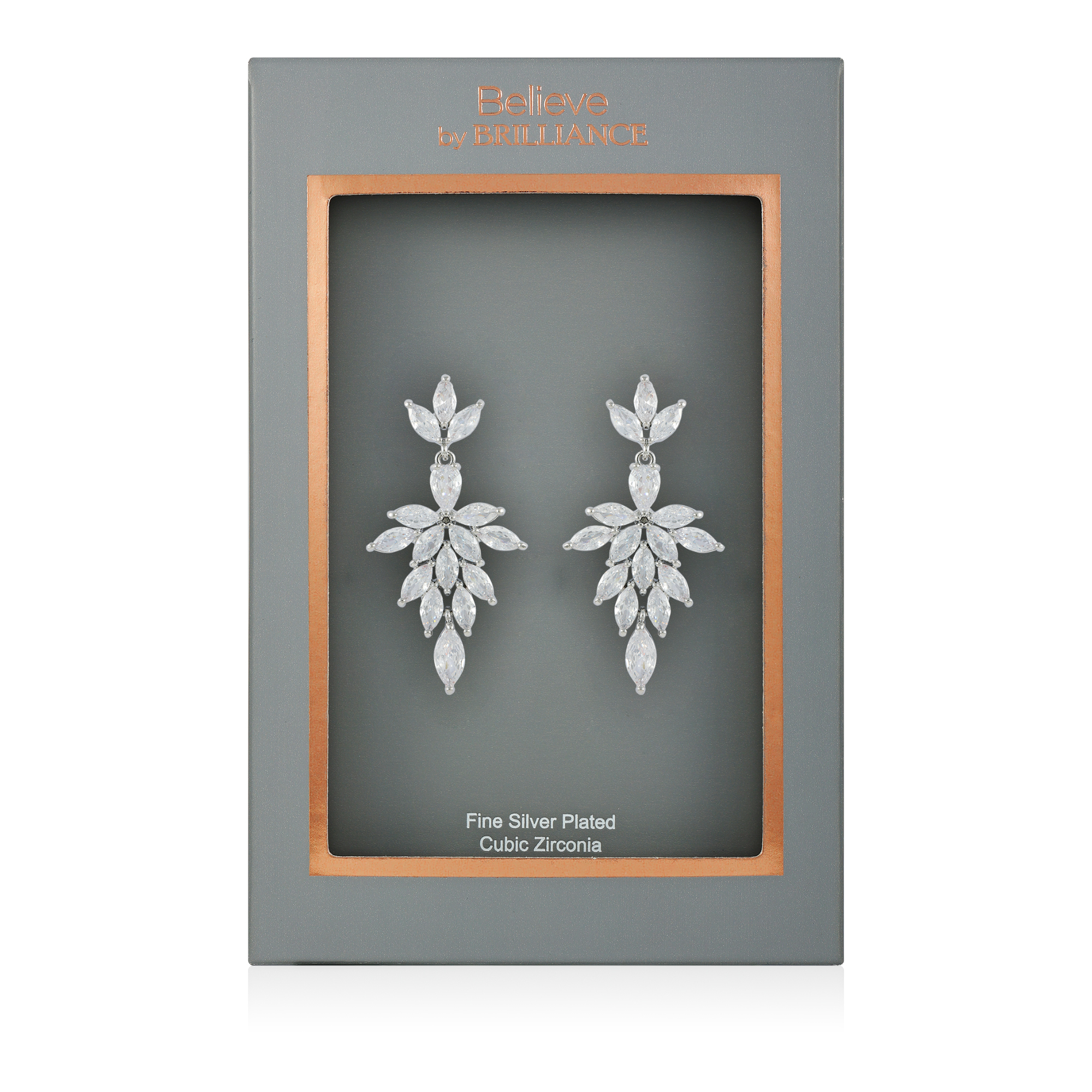 Women's Believe in Brilliance Fine Silver Plate Chandelier Style Earrings with AAA Cubic Zirconia Stones