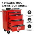 thumbnail image 2 of 6 Drawers Multifunctional Tool Cart with Wheels,Metal Rolling Tool Cart Storage for Garage Workshop Warehouse Repair Shop--With Stainless Steel Roof- Red&Black, 2 of 18