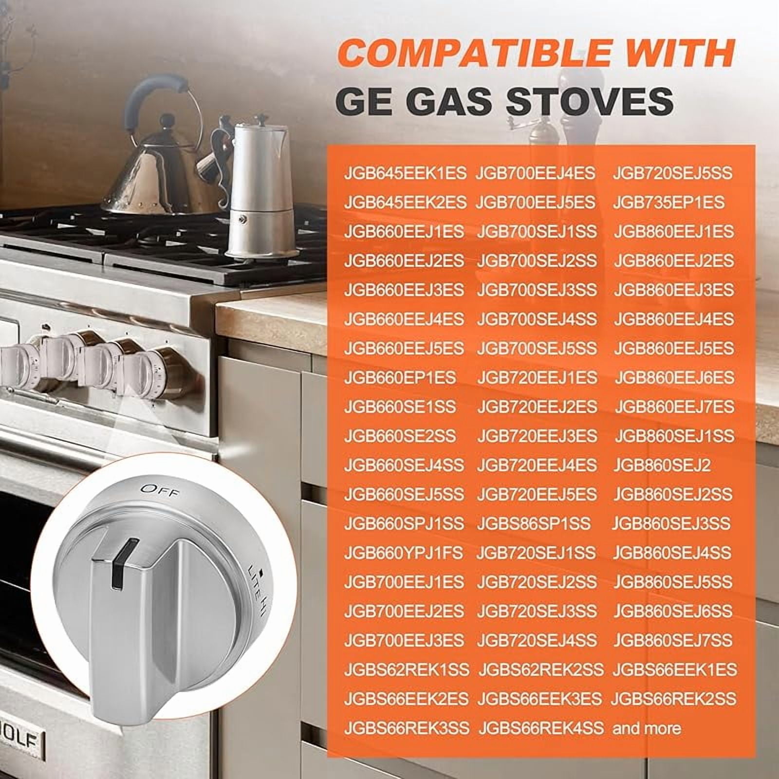 WB03X24818 Stove Knob Replacement Compatible with GE Stainless Steel Gas Range Burner Stove Knob Replace PS11729081 AP5989029 EAP11729081 4363588（5 Pack, Not Universal）
