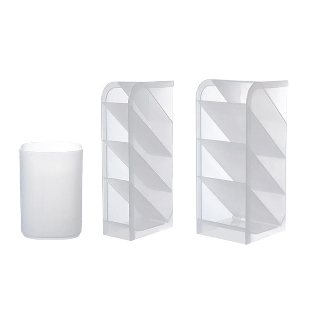 kowaku 3xPlastic Desktop Stationary Organizer Paint Markers Pen Holder Rack White 3 Pcs