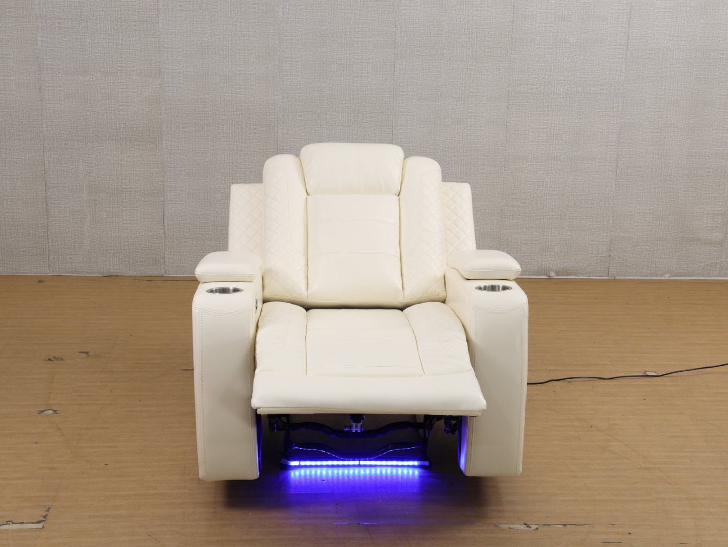 White Breathing Leather Living Room Recliner Chair
